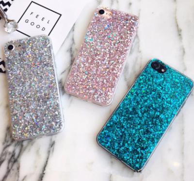 China Luxury Creative Shape Crystal Diamond Sunscreen Laser Glitter Apple X Cell Phone Cover Xsmax For iPhone7plus/8 6s Soft Case For Female for sale