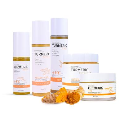 China Face Factory OEM ODM Skin Care Kit Moisturizing Repair Essence Cream Turmeric Turmeric Lotion Body Ccrub Turmeric Skin Care Set for sale