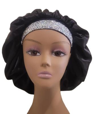 China Wholesale Custom Four Seasons Designer Industry Customize Bling Bling Satin Rhinestone Hair Cowl For Women Kids Girls Wig for sale