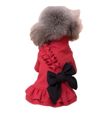 China High Quality Viable Wool Bow Tie Design Simple Dresses Fashion Girl Dog Casual Clothes for sale