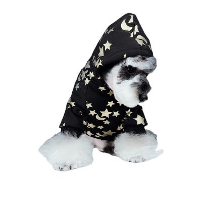 China Viable Dog Hoodie Fashion Print Star Casual Pet Clothes Black Color Wholesale Dog Clothes Luxury for sale