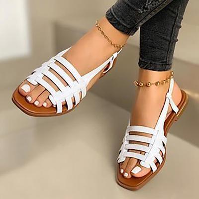 China Summer Style Lightweight Warm Large Size Flat Sandals Woven Beach Sandals Women for sale