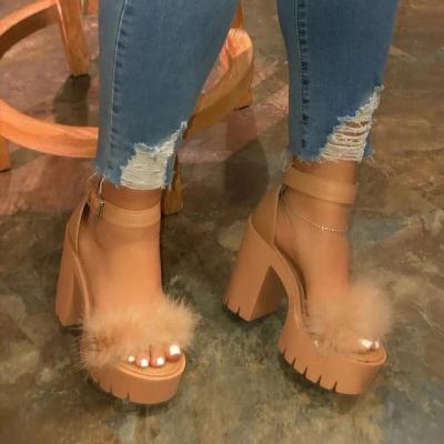 China Fashion Trend New Amazon Hot Style Chunky Heel Line-Style Buckle Ankle Strap Platform Sandals for sale