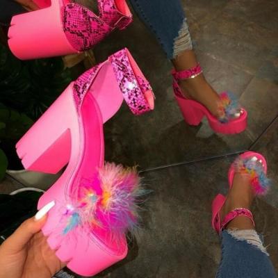 China Fashion Trend Deep Heels Stunning Rubber Platform High Heels Women Pumps Shoes Sandals for sale