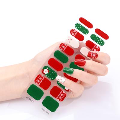 China Factory Price Eco-friendly Holiday Nail Gel Stickers Christmas Gel Nail Wraps For Female for sale