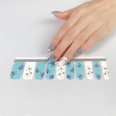 China New Eco-friendly Hot Selling Nail Art Supplier Nail Polish Stickers 20 Tips Nail Wraps Gold Foil for sale