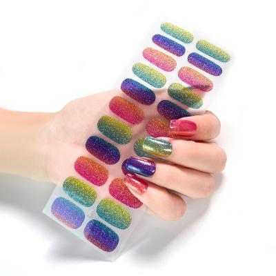 China New Arrival 22Strips Eco-friendly Nail Art Sticker Glitter Nail Polish Wraps Supplier from China for sale