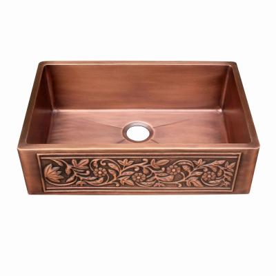 China Without Faucet Single Bowl Copper Farmhouse Sink / Copper Apron Front Kitchen Sink for sale