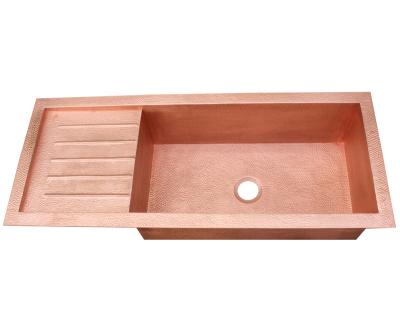 China Without Faucet Drop In Sink And Drain Board Copper Kitchen Sink for sale