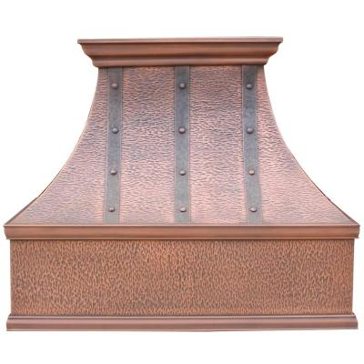 China Hotel Hand Hammered Vented Copper Kitchen Hood / Wall Mounted Exhaust Range Hood for sale