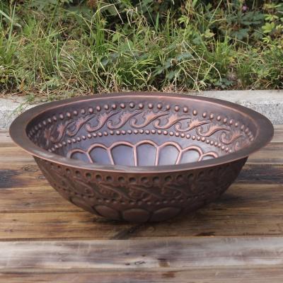 China Traditional European washbasin / bathroom pure copper sink / handmade copper round sink for bathroom for sale