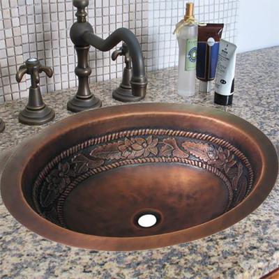 China Hand Wash Hand Hammered Copper Bathroom Sink With Oval Shape Design for sale