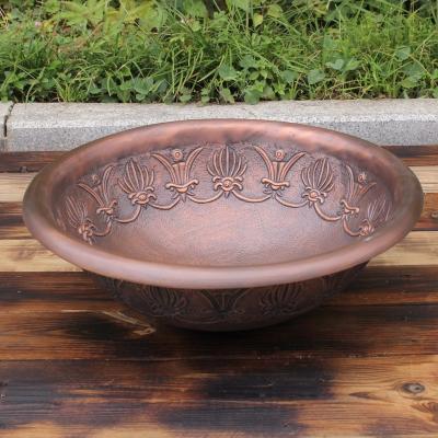 China Copper Bathroom Sink Handmade Round Copper Wash Basin / Bathroom Sink for sale