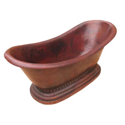 China Indoor Tub Granite Hand Hammered Copper Bathtub With Optional Carve Design for sale