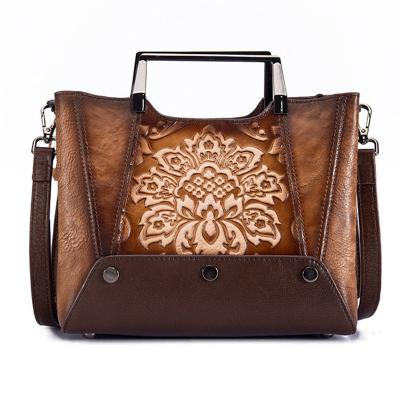 China Fashion Embossed Flower Cross - Body Lady Bags Leather Luxury Women Handbag Genuine Leather for sale