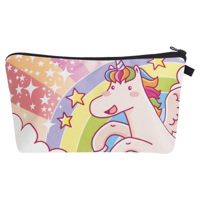 China Fashion OEM 3D Digital Printing Flying Unicorn Make Up Bag for Women Girls Women Cosmetic Pouch Storage Promotional Organizer Gifts Bags for sale