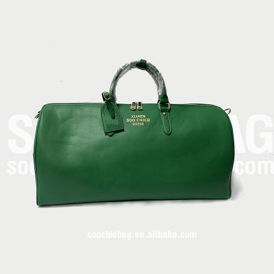 China Fashion custom made green vegan luggage travel duffel bag leather weekend bag for women for sale