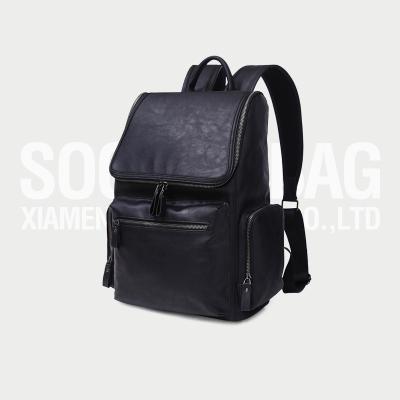 China Waterproof custom made leather England style black laptop backpack for college and school unisex bags for sale