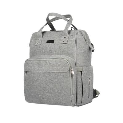 China Custom Backpack Travel Portable Diaper Bags for Mother, Gray Diaper Bag Backpack with USB for sale