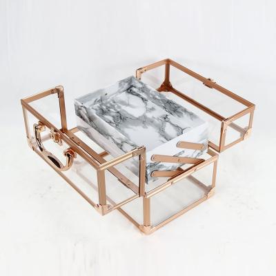 China Fashion Makeup Transparent Plastic Clear Acrylic Train Case, Acrylic Makeup Storage Boxes, Clear Acrylic Makeup Organizer Case for sale