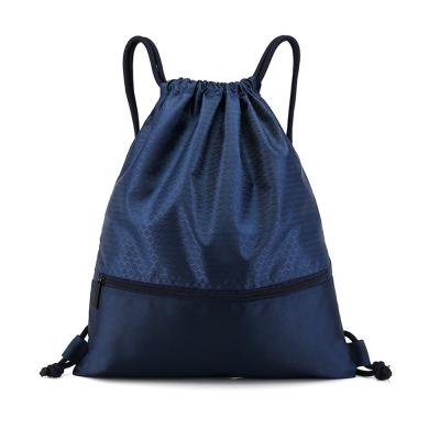 China Custom Nylon Folding Drawstring Bags Zipper Drawstring Backpack, Foldable Sports Bag for sale