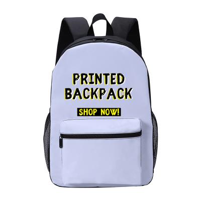 China Custom 17inch Anti Theft All Over Black Digital Printing Sport Backpack, Printing School Sports Bags No Minium Order for sale