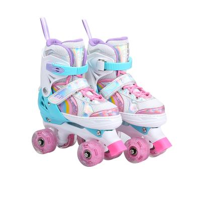 China Best Size Teenager Gifts 4 Adjustable Lasting Rainbow LED Light Up Inline Roller Skate Shoes For Kids Girls Boys for sale