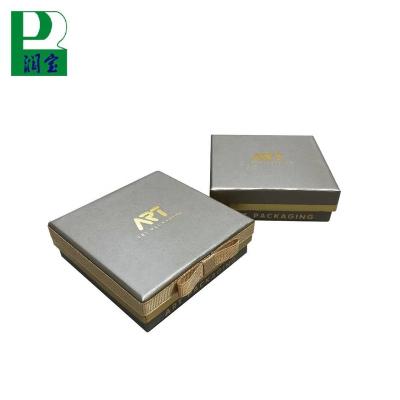 China Handmade Jewerly Paper Box With Gold Glitter Ribbon Bow Exquisite Gift Box With Logo For Packaging Box Custom Made for sale