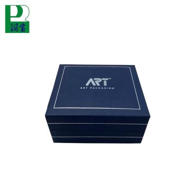 China Soft Jewelry Packaging Jewelry Navy Hinge Box Customized Plastic Gift Box for sale