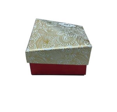 China Handmade Custom Pattern Canvas Jewelry Box Gold Foil Gift Box for sale