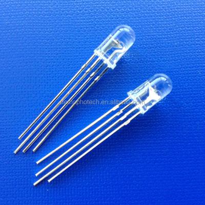 China Display Screen RoHS Certificated Super Bright T-1 3/4 F5 LED Common Cathode Clear / Milky Through Hole RGB LED Diode 5mm for sale