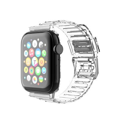 China Soft TPU+PC TPU Transparent Watch Band + Case For Apple Watch Band 38mm 40mm 42mm 44mm 4 3 2 1 Compatible SE 5 Series 6 for sale