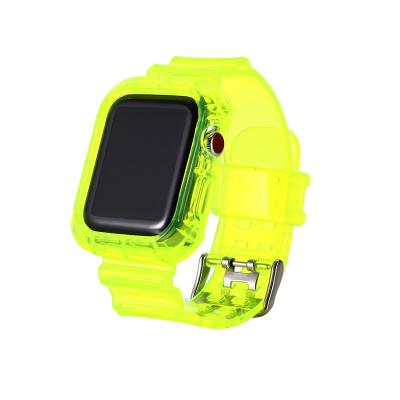 China Transparent Fluorescent TPU Watch Band Case Color TPU Inclusive Watch Strap 38mm/40mm/42mm/44mm For Apple Watch 1/2/3/4/5/6/SE for sale