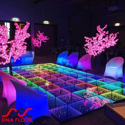 China Warehouse Sale Wedding DJ Disco Nightclub DMX 3D Time Tunnel RGB LED Warm Light Dance Floor for sale