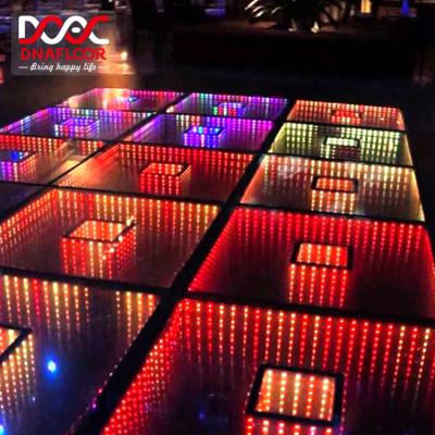 China Infinity Living Illusion Tunnel Double Time Warehouse Glass Strip 3d Dance Floor for sale