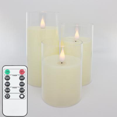 China Flameless Flicker Led Real Flame 3d Christmas Candles Lights Sets Battery Flickering Resin Plastic Remote Control Flameless Candles for sale