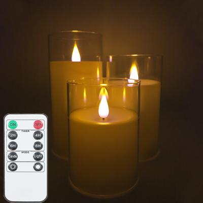 China Flameless Flickering Candles Remote Control Christmas Sets 3in Resin Battery Plastic LED Lights Flickering Candles for sale