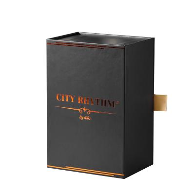 China Recyclable wholesale cosmetic packaging perfume lip gloss lipstick matt black luxury paperboard gift box custom gold foiling logo paper box for sale