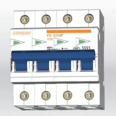 China SANSHE New High Standard FS1-63/4P C50 400V 6A 10A 16A 20A 25A 32A 40A 50A 63A MCB Miniature New DC Plastic Circuit Breakers for sale