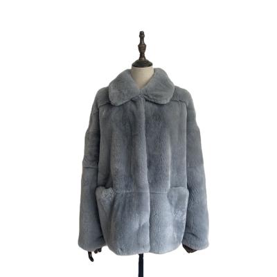 China New Arrival Anti-wrinkle women rex rabbit fur winter jacket fashion fur coat for ladies for sale