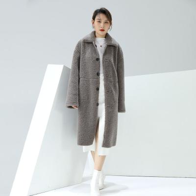 China 2022 Reversible Gray Khaki Gray Casual Luxury Warm Viable Fashion Design Winter Faux Fur Coats Long For Women Ladies for sale