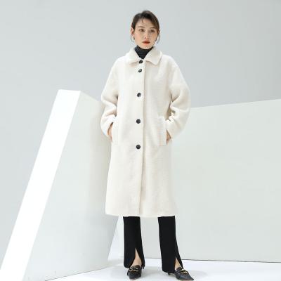 China 2022 Fashionable Design Winter Women Ladies Long Sleeve Luxury Warm Casual Thick White Faux Fur Coats for sale