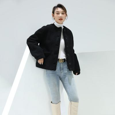 China 2022 Fashion Winter Fleece Polyester Faux Fur Shorts Coats Viable Warm Casual Thick 100% Black Jackets For Women Ladies for sale