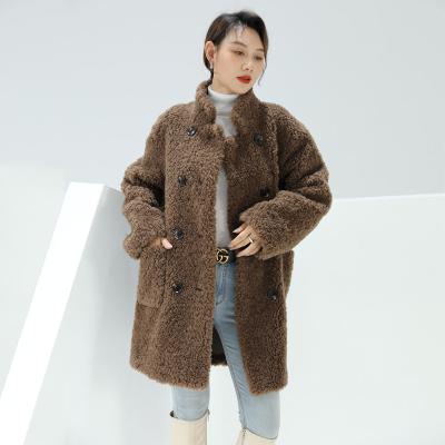 China 2022 Reversible Brown Thick Casual Warm Viable 100% Fur Coats Fashion Winter Wool Long Coats For Women Ladies for sale