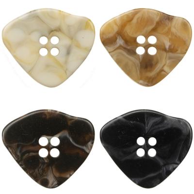 China Other Irregular Brown Marble Polyester Buttons For Clothing Amber DIY Triangle Knitting Large 40mm Button for sale