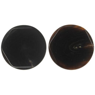 China Sustainable Prismatic Irregular Genuine Horn Button Shank For High End Clothing Black Dark Brown Classic Coat Button for sale