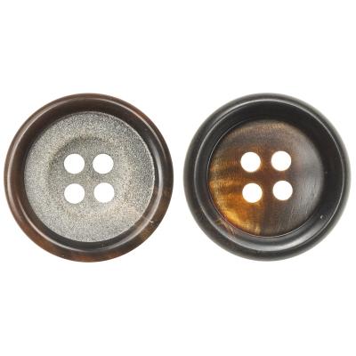 China Sustainable Designer Horn Buttons For Clothing Dull Polished Orange Dark Brown Uniform Suit Jacket Button for sale