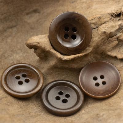 China Sustainable Dark Brown Series Corozo Button Wide Rim Bowl Shape Round Rim Wholesale Natural Eco Material Irregular Texture for sale