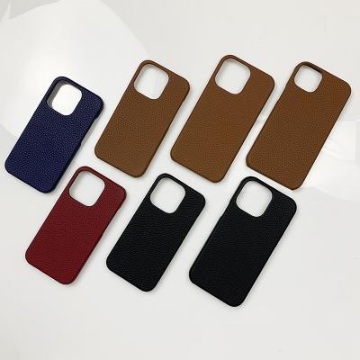 China New Designs PU Cell Phone Case Oil Leather Leather Edge For iphone 14 Pro Phone Case for sale