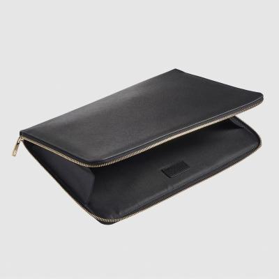 China For apple laptop case waterproof zipper around black real saffiano leather laptop bags and cover 15.6 inch for men for sale